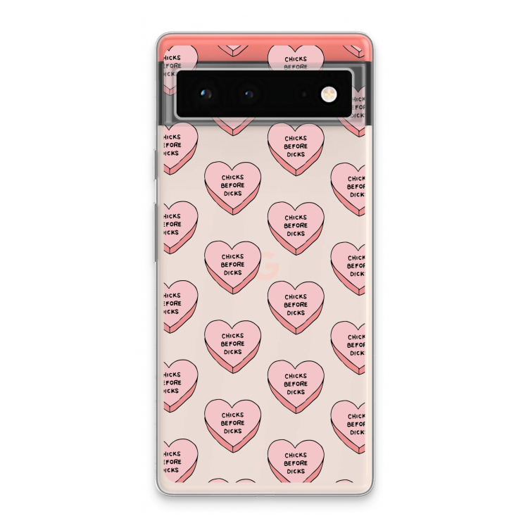 Chicks before dicks: Google Pixel 6 Transparant Hoesje