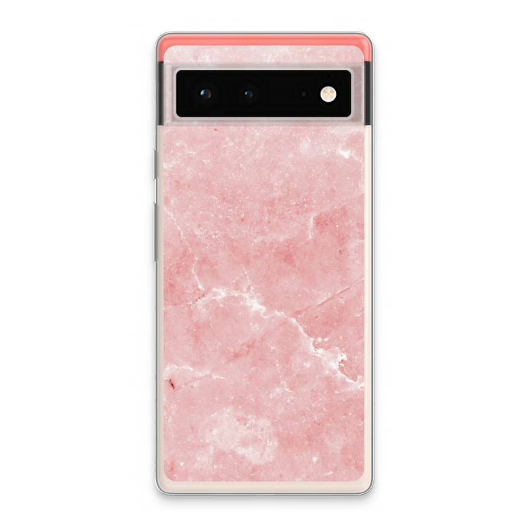 Roze marmer: Google Pixel 6 Transparant Hoesje
