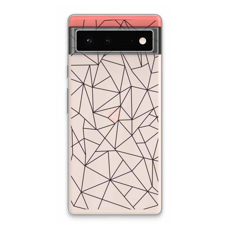 Geometrische lijnen zwart: Google Pixel 6 Transparant Hoesje