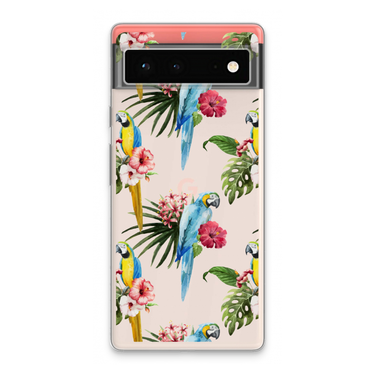 Kleurrijke papegaaien: Google Pixel 6 Transparant Hoesje