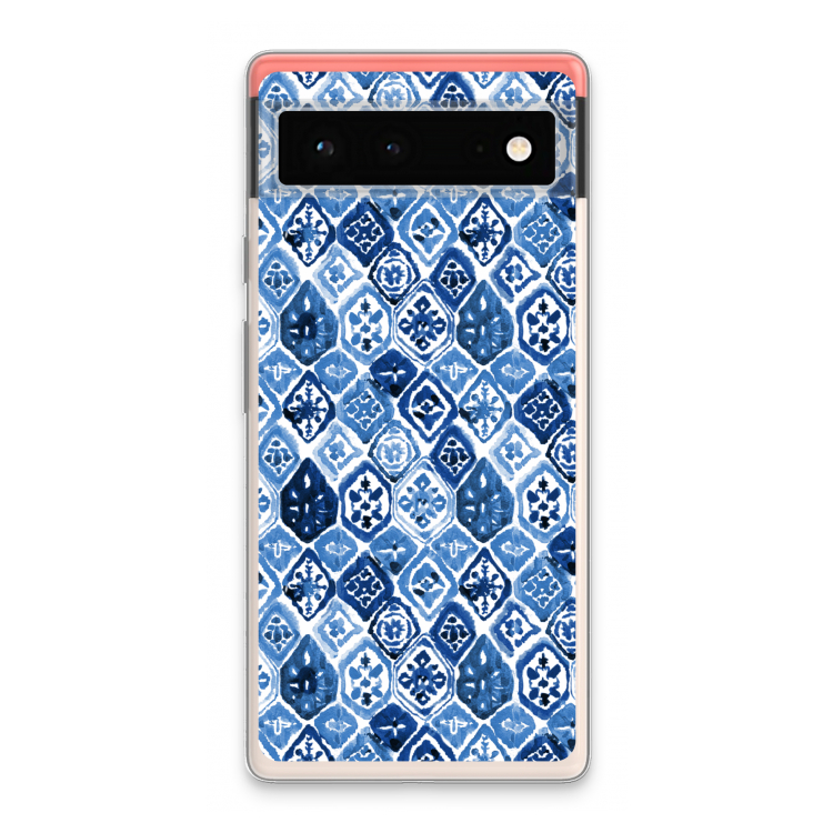 Blauw motief: Google Pixel 6 Transparant Hoesje