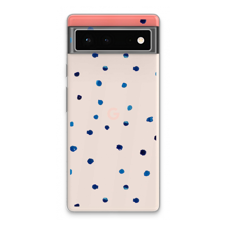 Blauwe stippen: Google Pixel 6 Transparant Hoesje