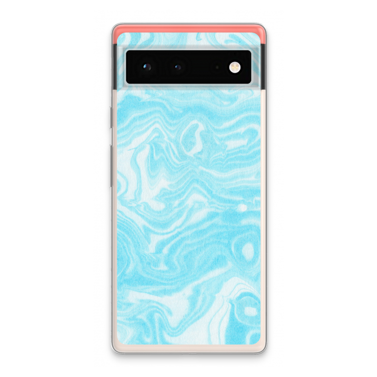 Waterverf blauw: Google Pixel 6 Transparant Hoesje