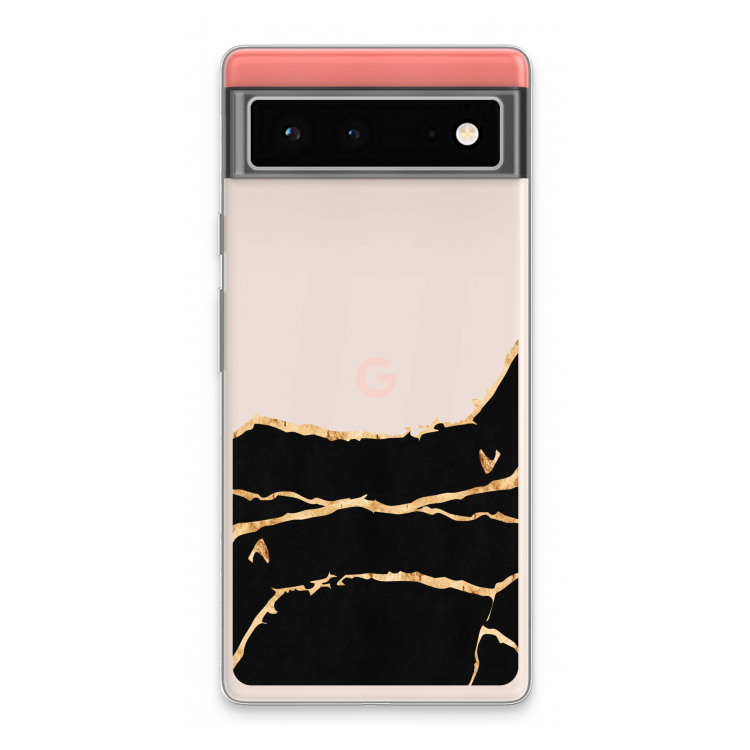 Gouden marmer: Google Pixel 6 Transparant Hoesje