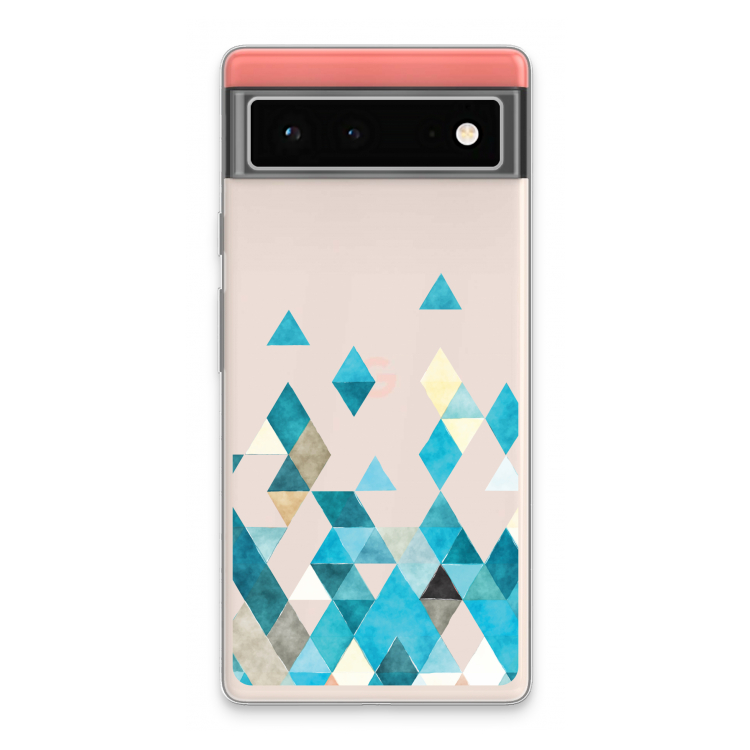 Gekleurde driehoekjes blauw: Google Pixel 6 Transparant Hoesje