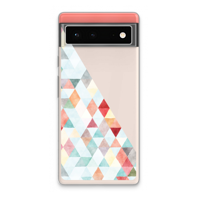 Gekleurde driehoekjes pastel: Google Pixel 6 Transparant Hoesje