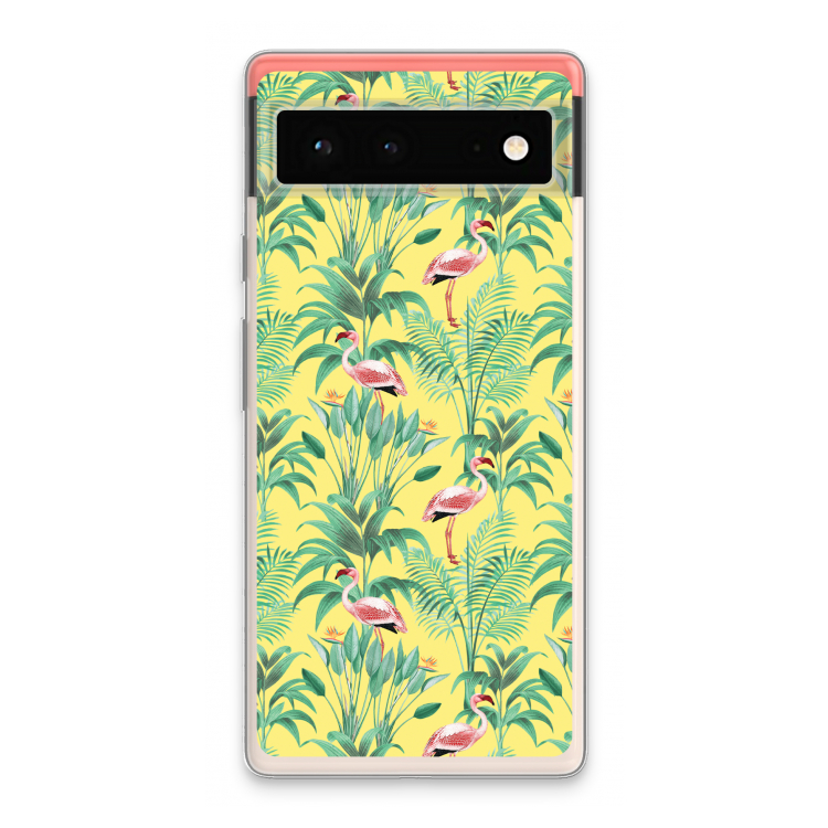 Flamingo party: Google Pixel 6 Transparant Hoesje
