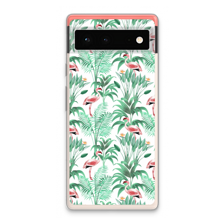 Flamingo bladeren: Google Pixel 6 Transparant Hoesje