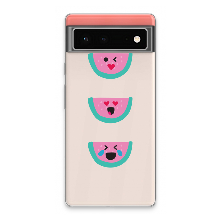 Smiley watermeloen: Google Pixel 6 Transparant Hoesje
