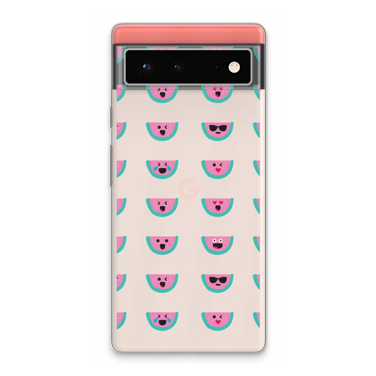 Smiley watermeloenprint: Google Pixel 6 Transparant Hoesje