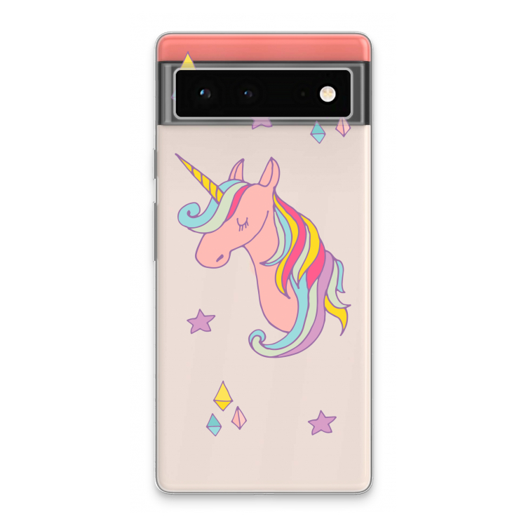 Roze eenhoorn: Google Pixel 6 Transparant Hoesje