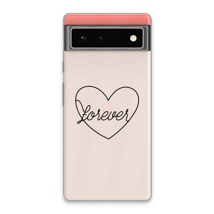 Forever heart black: Google Pixel 6 Transparant Hoesje