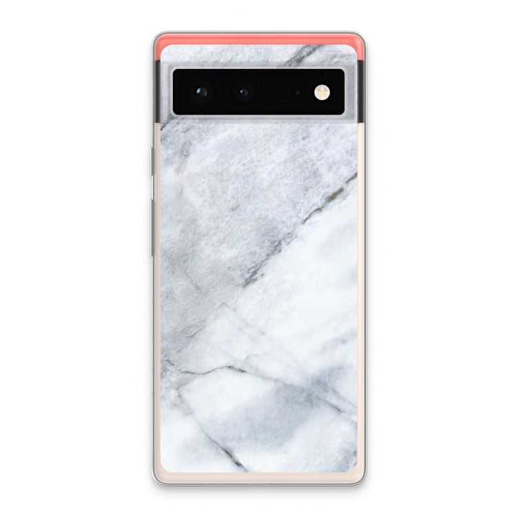 Witte marmer: Google Pixel 6 Transparant Hoesje