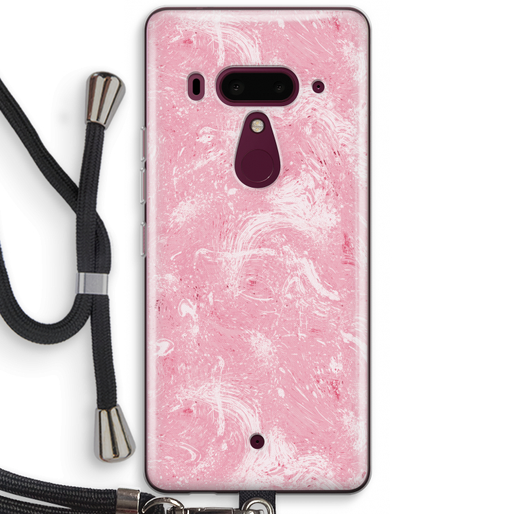 Abstract Painting Pink: HTC U12+ Transparant Hoesje met koord