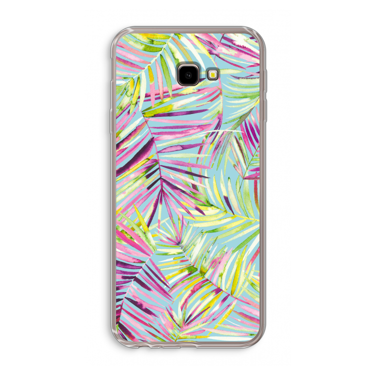 Tropical Palms Blue: Samsung Galaxy J4 Plus Transparant Hoesje