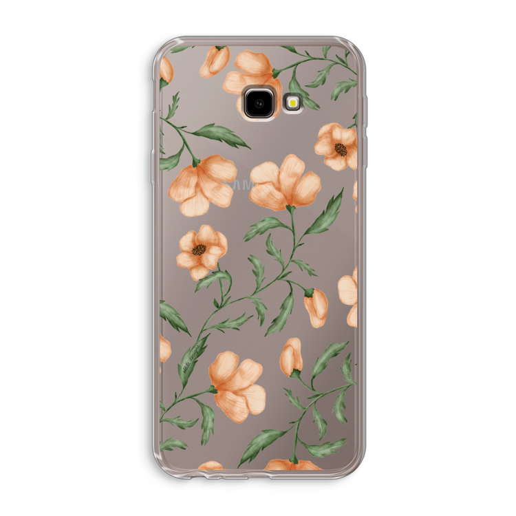 Peachy flowers: Samsung Galaxy J4 Plus Transparant Hoesje