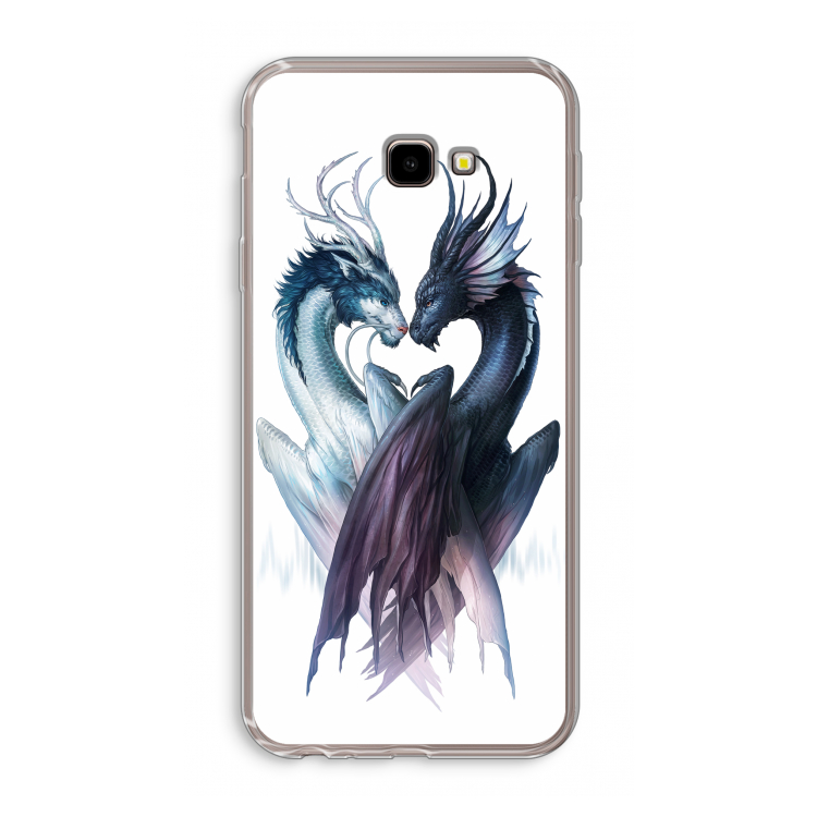 Yin Yang Dragons: Samsung Galaxy J4 Plus Transparant Hoesje