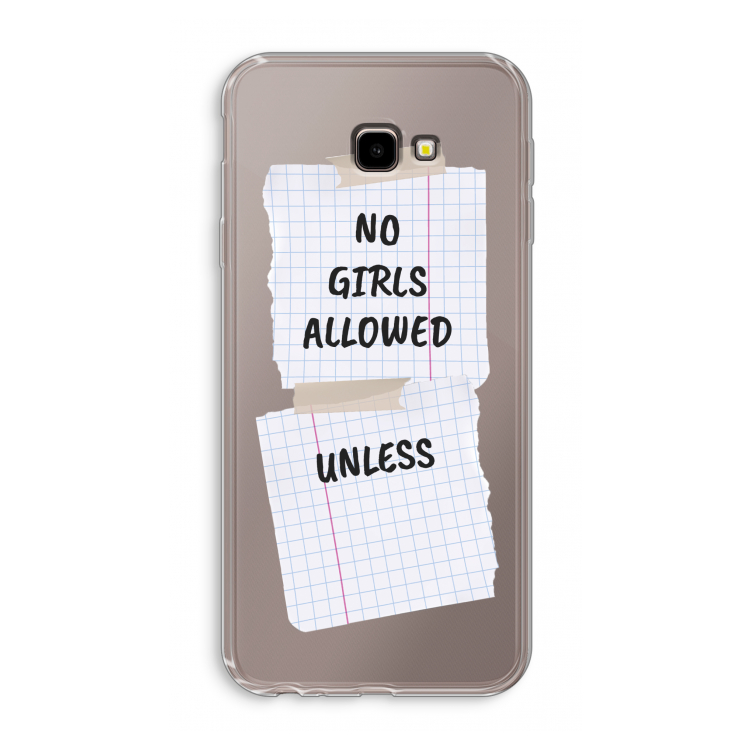 No Girls Allowed Unless: Samsung Galaxy J4 Plus Transparant Hoesje