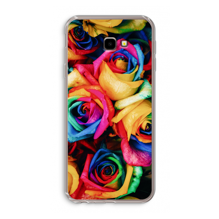 Neon bloemen: Samsung Galaxy J4 Plus Transparant Hoesje