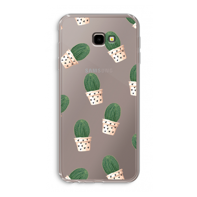 Cactusprint roze: Samsung Galaxy J4 Plus Transparant Hoesje