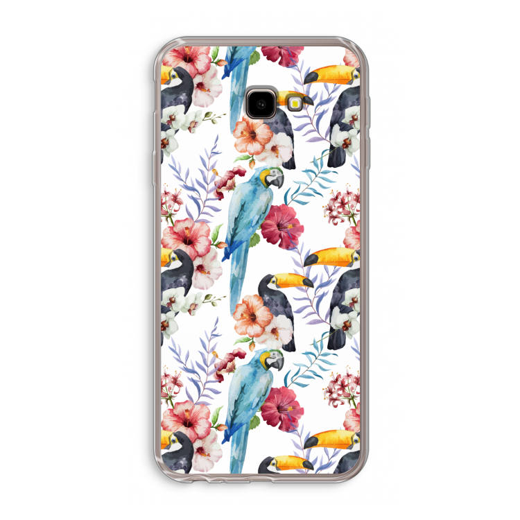 Bloemen tukan: Samsung Galaxy J4 Plus Transparant Hoesje