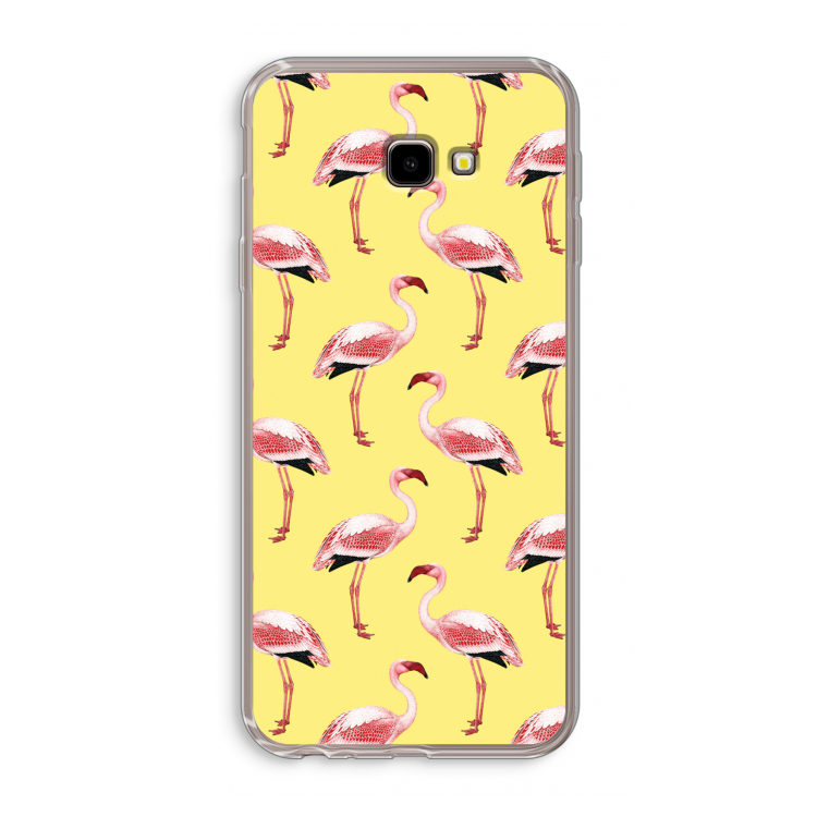Flamingo's geel: Samsung Galaxy J4 Plus Transparant Hoesje