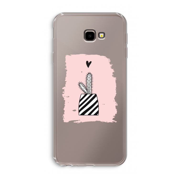 Zwart-wit cactus: Samsung Galaxy J4 Plus Transparant Hoesje