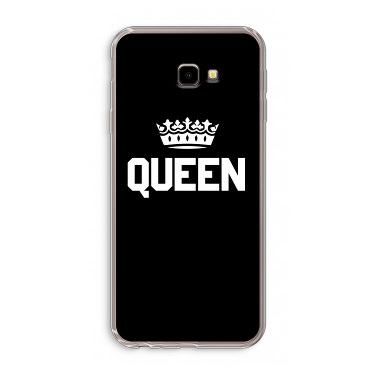 Queen zwart: Samsung Galaxy J4 Plus Transparant Hoesje