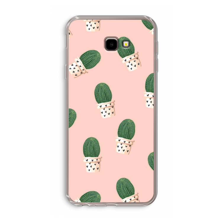 Cactusprint roze: Samsung Galaxy J4 Plus Transparant Hoesje