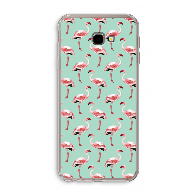 Flamingoprint groen: Samsung Galaxy J4 Plus Transparant Hoesje