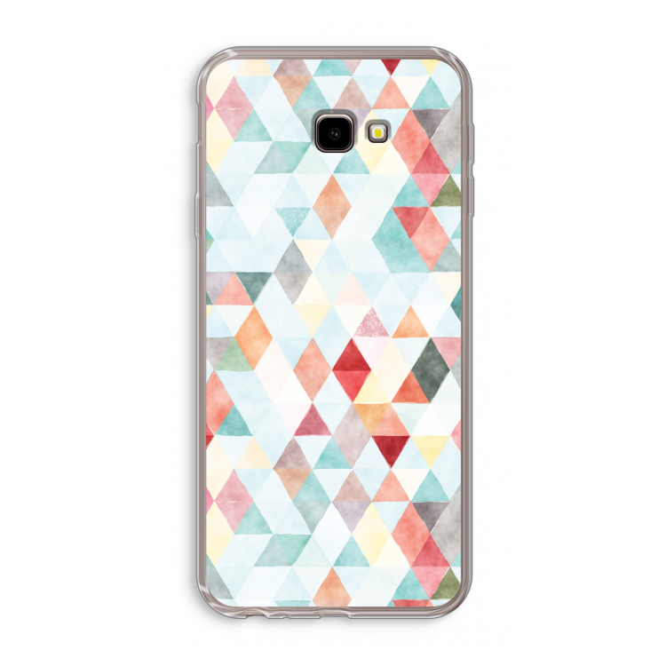 Gekleurde driehoekjes pastel: Samsung Galaxy J4 Plus Transparant Hoesje