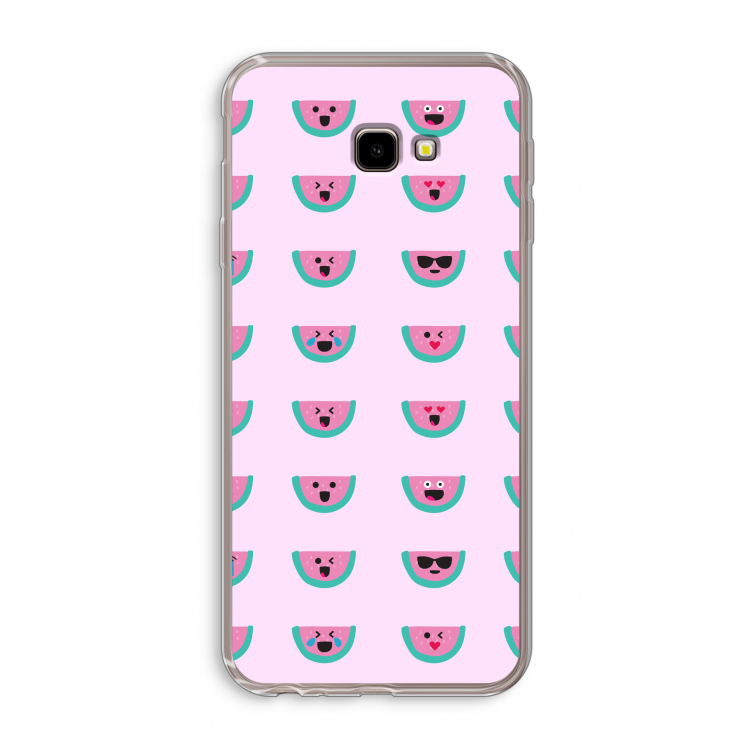 Smiley watermeloenprint: Samsung Galaxy J4 Plus Transparant Hoesje
