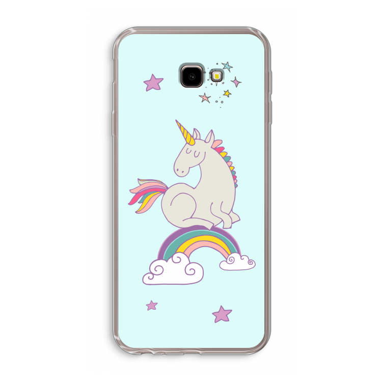 Regenboog eenhoorn: Samsung Galaxy J4 Plus Transparant Hoesje
