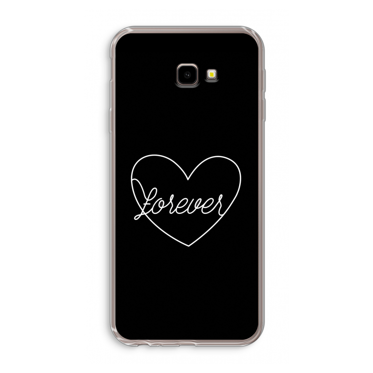 Forever heart black: Samsung Galaxy J4 Plus Transparant Hoesje
