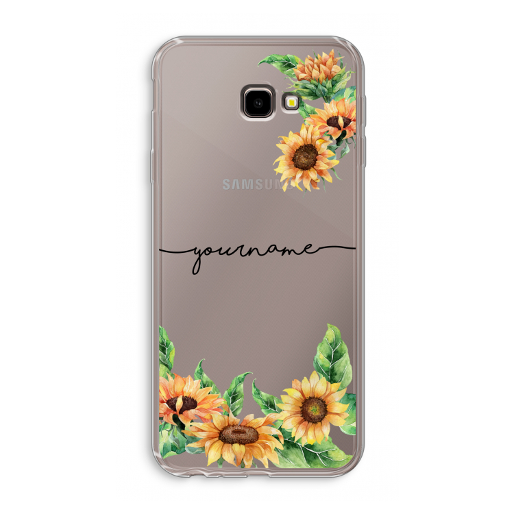 Zonnebloemen: Samsung Galaxy J4 Plus Transparant Hoesje