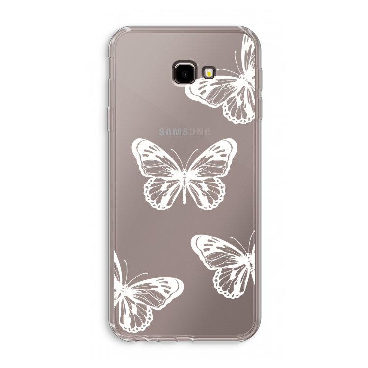 White butterfly: Samsung Galaxy J4 Plus Transparant Hoesje