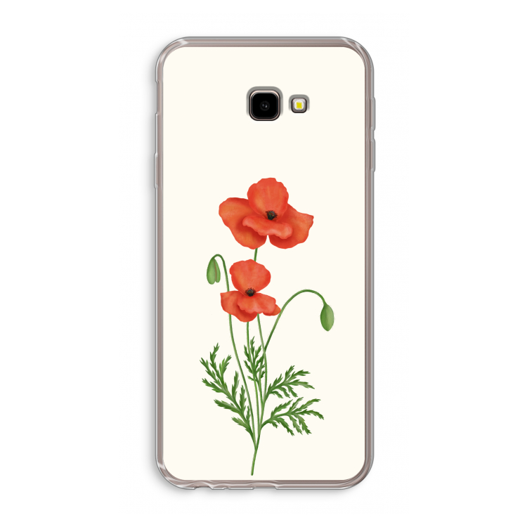 Red poppy: Samsung Galaxy J4 Plus Transparant Hoesje
