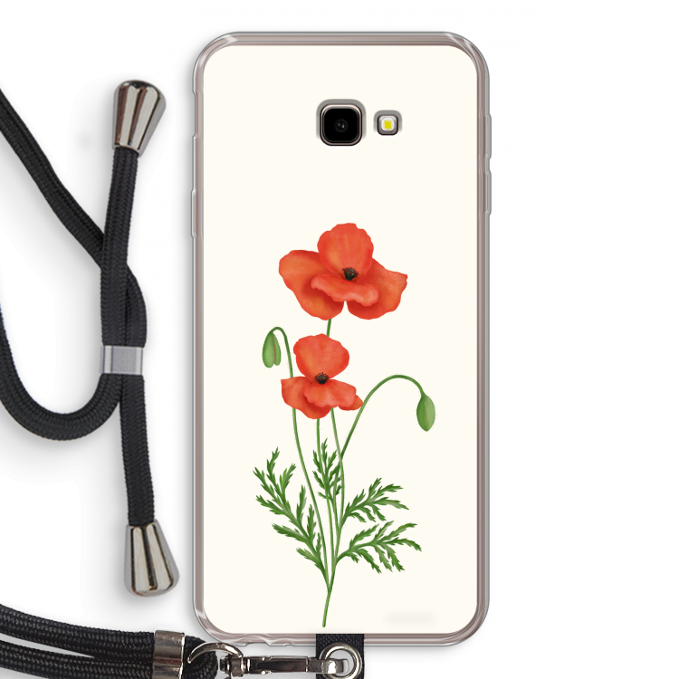Red poppy: Samsung Galaxy J4 Plus Transparant Hoesje met koord