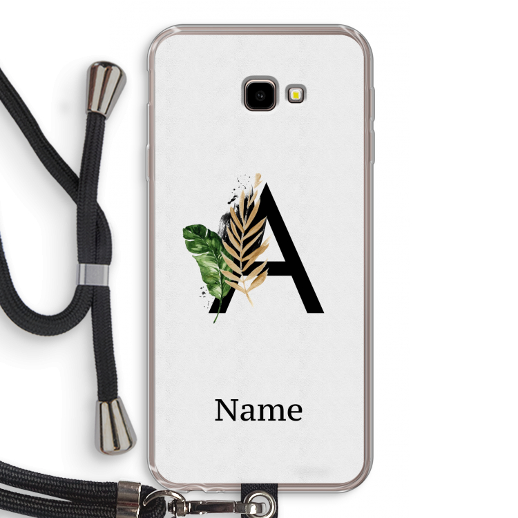 Charcoal Flora: Samsung Galaxy J4 Plus Transparant Hoesje met koord