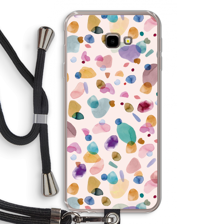 Terrazzo Memphis Pink: Samsung Galaxy J4 Plus Transparant Hoesje met koord