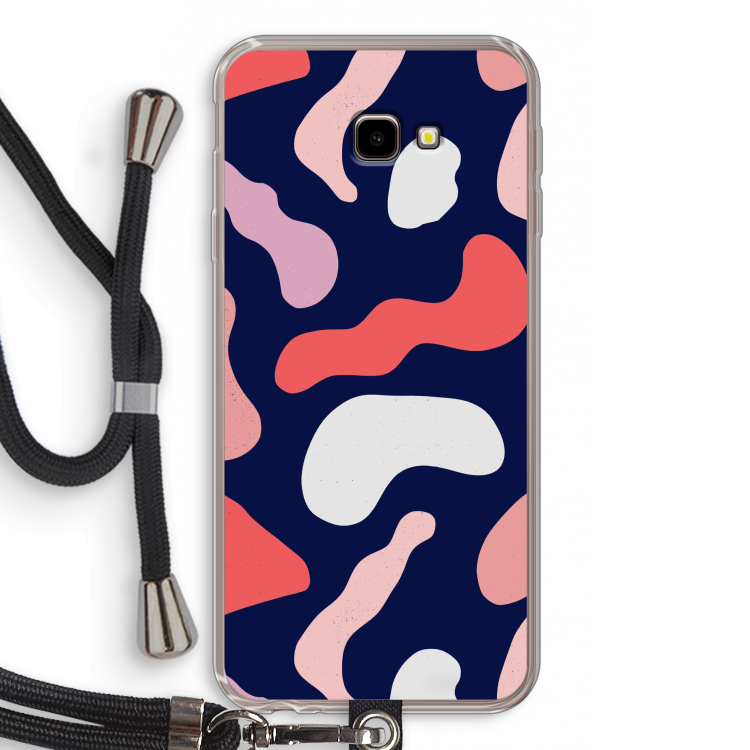 Memphis Shapes Pink: Samsung Galaxy J4 Plus Transparant Hoesje met koord