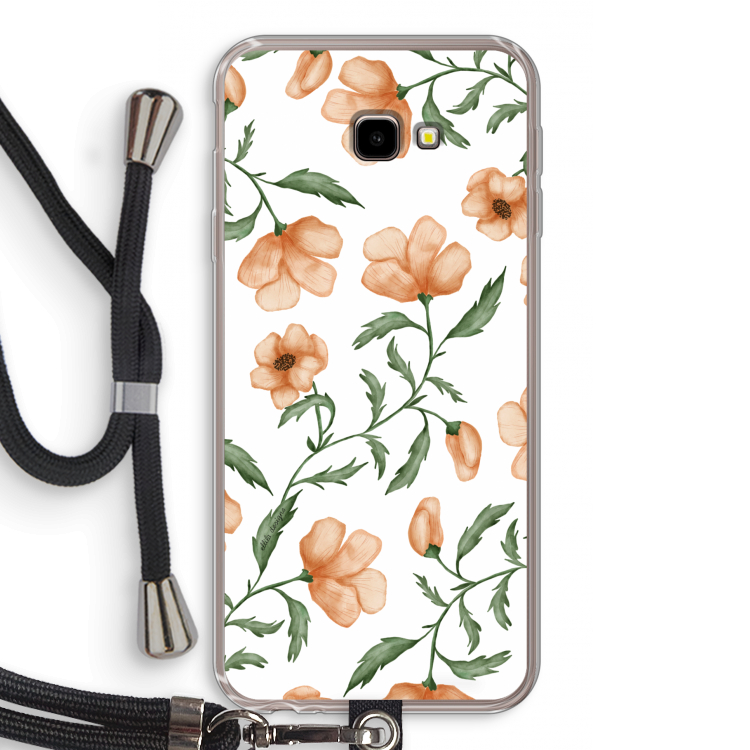 Peachy flowers: Samsung Galaxy J4 Plus Transparant Hoesje met koord
