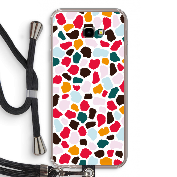 Colored Giraffe: Samsung Galaxy J4 Plus Transparant Hoesje met koord