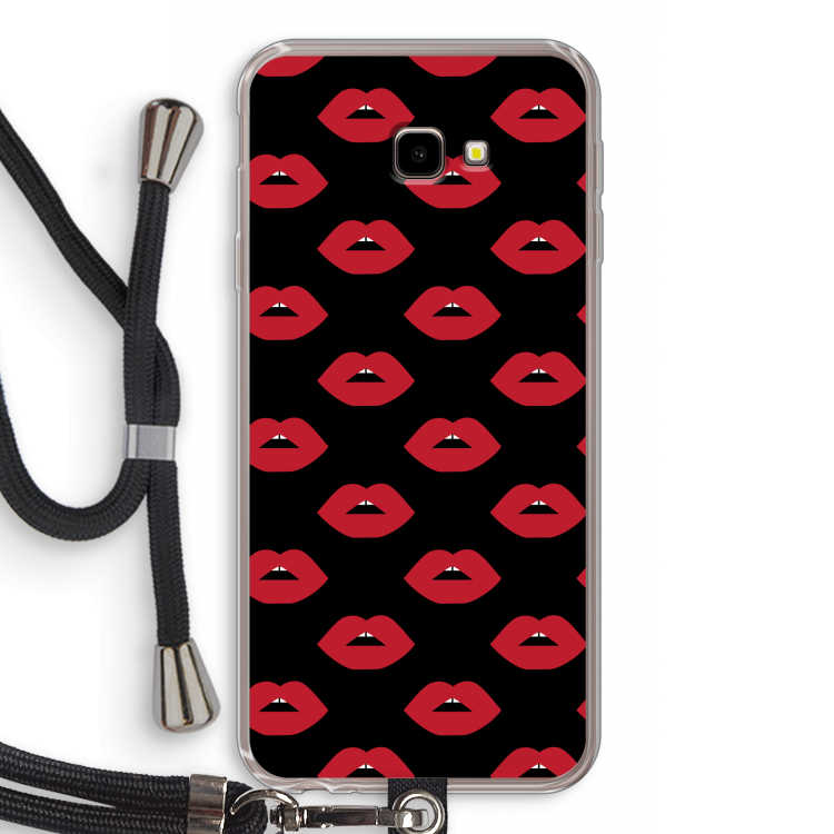 Lips: Samsung Galaxy J4 Plus Transparant Hoesje met koord