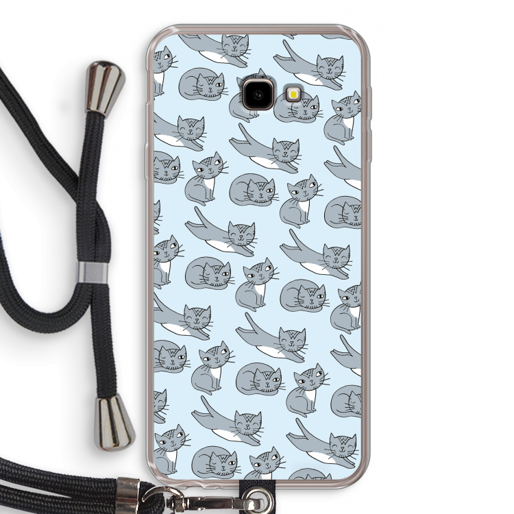 Poezen: Samsung Galaxy J4 Plus Transparant Hoesje met koord