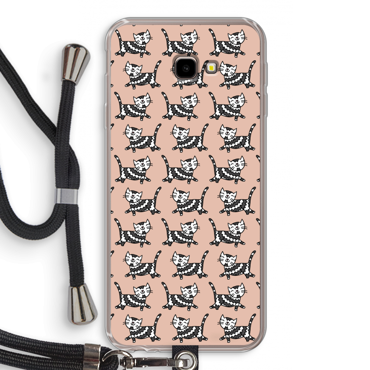 Zwarte poes: Samsung Galaxy J4 Plus Transparant Hoesje met koord