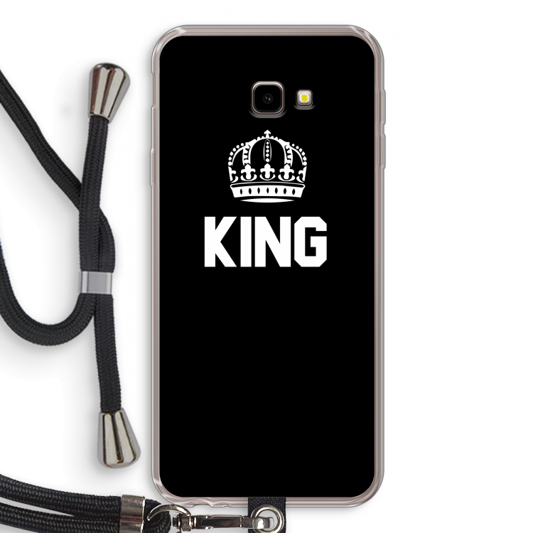 King zwart: Samsung Galaxy J4 Plus Transparant Hoesje met koord