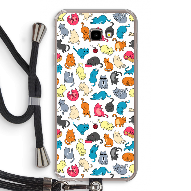 Kleurrijke katten: Samsung Galaxy J4 Plus Transparant Hoesje met koord