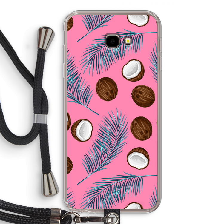 Kokosnoot roze: Samsung Galaxy J4 Plus Transparant Hoesje met koord