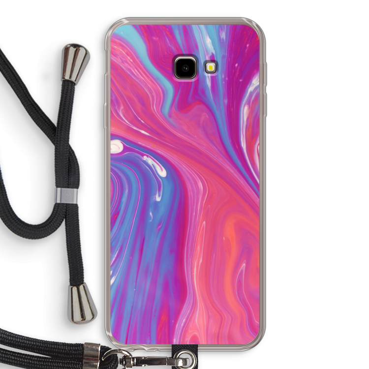 Paarse stroom: Samsung Galaxy J4 Plus Transparant Hoesje met koord